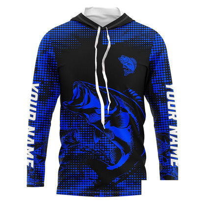 Largemouth Bass fishing jersey Custom UV protection Long sleeve bass fishing tournament shirts | Blue NQS9395