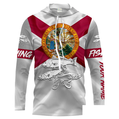 Inshore Slam Snook, Redfish, Trout Florida State Flag UV protection Custom long sleeves fishing shirt NPQ9