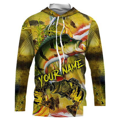 Personalized Peacock bass Fishing scales Custom name Long sleeve, Long Sleeve Hooded NPQ941
