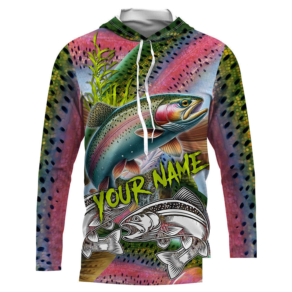 Rainbow Trout fishing scales Custom name fishing jerseys | Long sleeve, Long Sleeve Hooded NPQ865