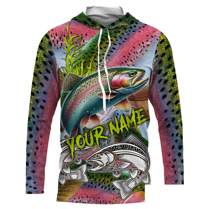 Rainbow Trout fishing scales Custom name fishing jerseys | Long sleeve, Long Sleeve Hooded NPQ865