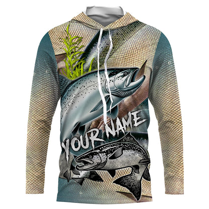 Chinook salmon King salmon fishing scales Custom name fishing jerseys | Long sleeve, Long Sleeve Hooded NPQ866