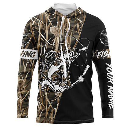 Walleye Fishing Tattoo camo black version Customize UV protection long sleeves fishing shirt for men NPQ68