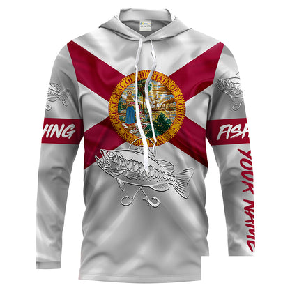 Bass fishing Florida State Flag 3D Customize Name long sleeves fishing shirt for men NPQ113