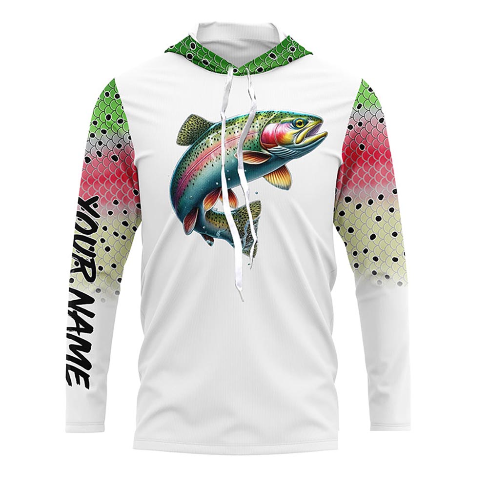 Rainbow Trout Fishing apparel UV protection long sleeves fishing shirt for men NPQ65