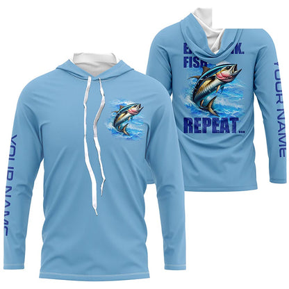 Tuna Fishing Custom sun protection Long Sleeve Performance Fishing shirts Eat Drink Fish Repeat | Blue NQS6611