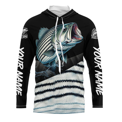 Custom Striped bass Fishing Jerseys, Personalized striper Fishing scales fishing Long sleeve shirts NQS4947