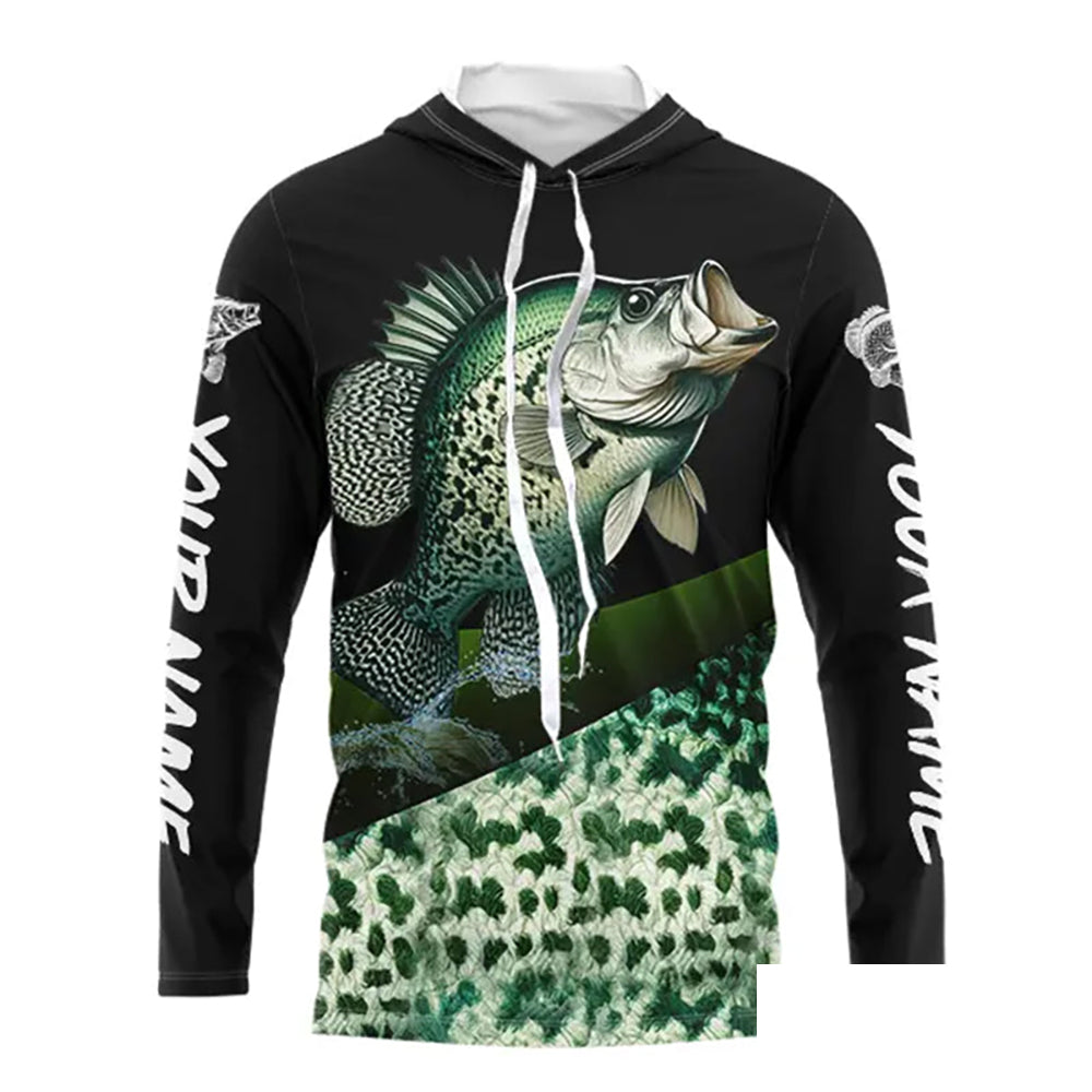 Crappie freshwater fishing green scales Custom name fishing jerseys | Long sleeve, Long Sleeve Hooded NPQ784