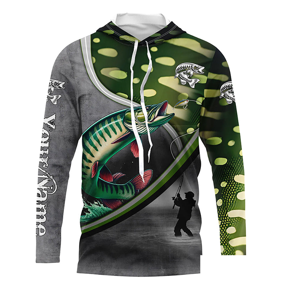 Musky muskellunge fishing scales muskie fishing shirts, custom Long sleeve, Long Sleeve Hooded NPQ687